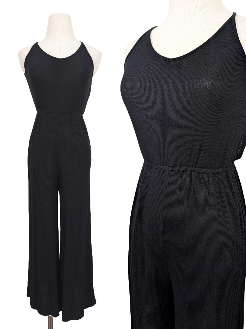 Harlow Cropped Jumpsuit Size Small Black Halter Sleeveless Summer